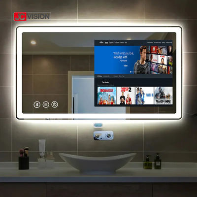 JCVISION van de het Touche screenspiegel van het hotelhuis LEIDENE van TV Android Slimme Badkamersspiegel IP65