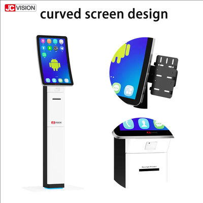 23.6 inch gebogen selfservice touchscreen kiosken Qr code scanner printer