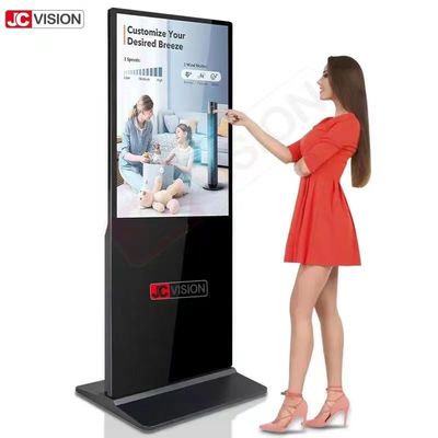 Android/Windows OS 65 inch White Floor Stand Digital Signage voor het weergeven van 4k- 7/24 D/H