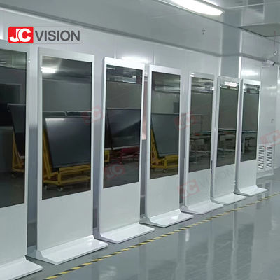 Android/Windows OS 65 inch White Floor Stand Digital Signage voor het weergeven van 4k- 7/24 D/H