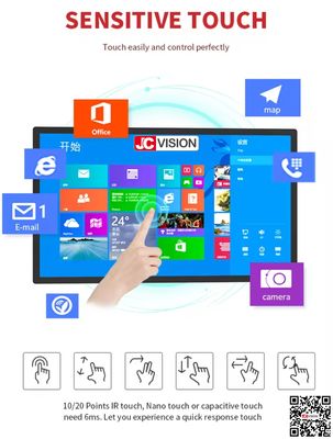 JCVISION 1080P 4K touchscreen paneel 32 42 50 55 65 inch touchscreen display monitor interactieve kiosk
