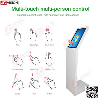 Jcvision 21,5 inch Digitaal Interactief Informatie Kiosk L Type Verticaal Scherm Aanraakscherm Kiosk Wit