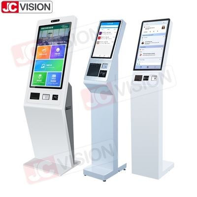 Gepersonaliseerde 27 inch vloer staande touchscreen kiosk interactieve betaling kiosk zelfbediening kiosk met printer qr-scan terminal