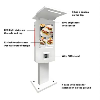 32 inch buiten IP65 selfservice kassa met aluminium behuizing