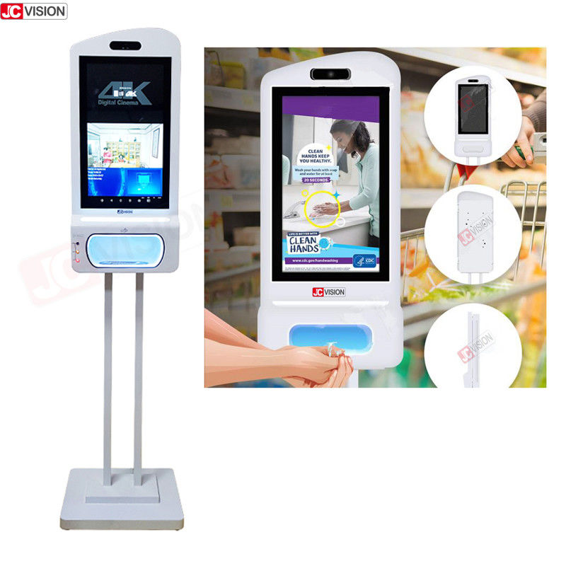 Gezichtsherkenning Temperatuur scanner Hand sanitizer Advertentie kiosk