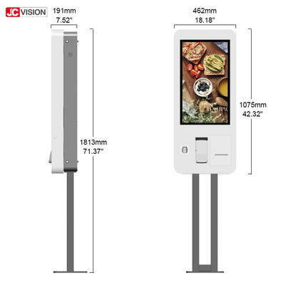 Vloertribune 250nits 23in Touch screenkiosk 5ms 240VAC voor Betaling